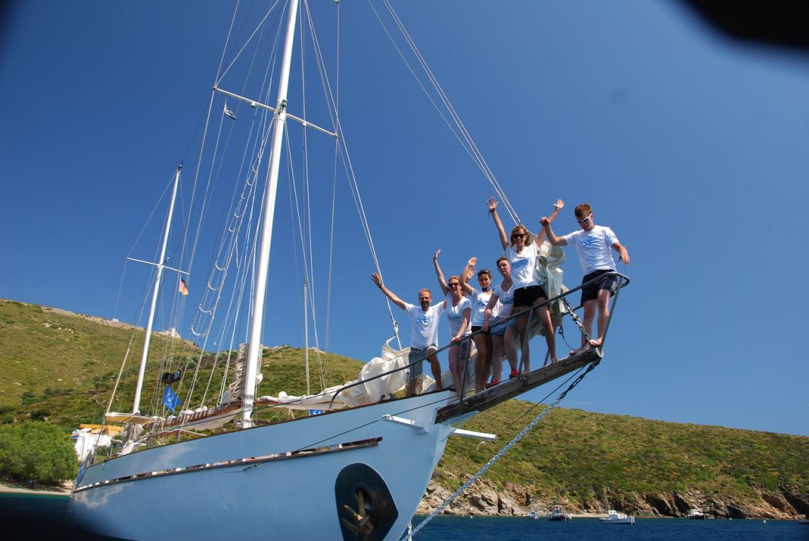 Classic sailing on a 22-Meter wooden yawl in the Aegean.