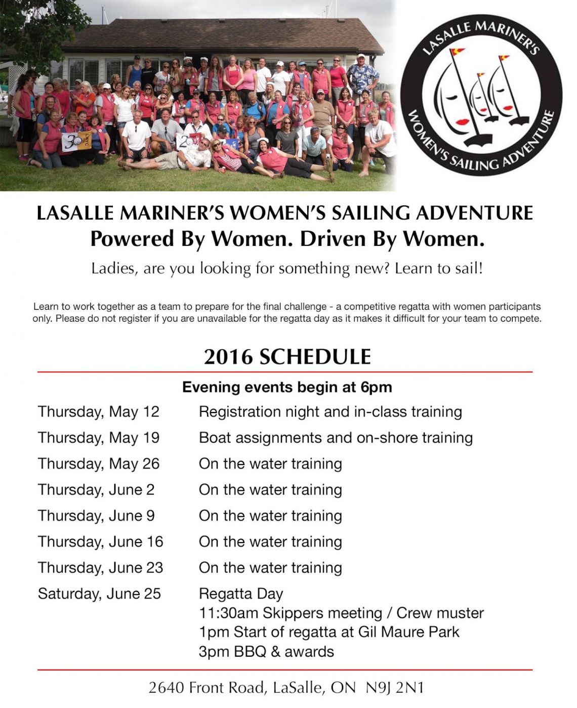 Women's Sailing Night 7 Practice Race, 2016 Jun 23, LaSalle Mariners Yacht Club, Windsor, Detroit