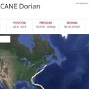 #Hurricane #Dorian Observation #58 Date: 9/7/2019 2:00:00 PM EDTPosition: 42.8, -64.9Sustained Wind Speeds: 97mph