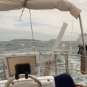 Rough sea between Guernsey and Alderney.