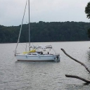#YOLO anchored in a cove.