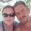 My wife and I in our favorite cove near Red Top