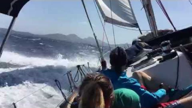 Sailing with 12 knots in Golfo di Congianus, Sardinia