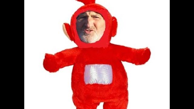 Competition Winner and Don showing off his new teletubbie suit second chance sailing